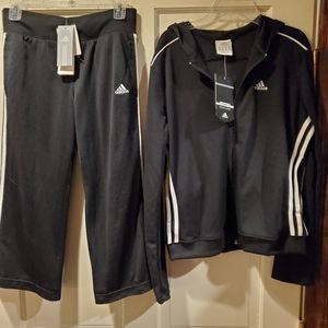 Adidas Matching 2 pc Capri Pants & Zip Up w/Hoodie